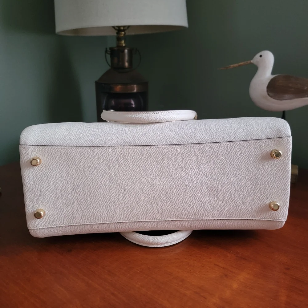 Coach CH290 Darcie Carryall White Cream Crossgrain Leather Satchel Bag